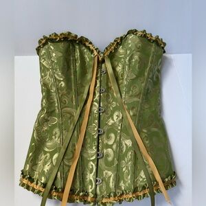 Elegant Green Brocade Corset Top
